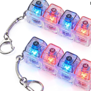 2 Pcs Keyboard Fidget Toy Light Up, Keyboard Clicker Fidget Keychain, 4-in-1 Keyboard Decompression Finger Clicker Toys, Button Stress Relief Fidget for Adult to Relief Stress